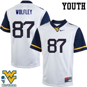 Youth West Virginia Mountaineers NCAA #87 Stone Wolfley White Authentic Nike Stitched College Football Jersey BI15W27DQ